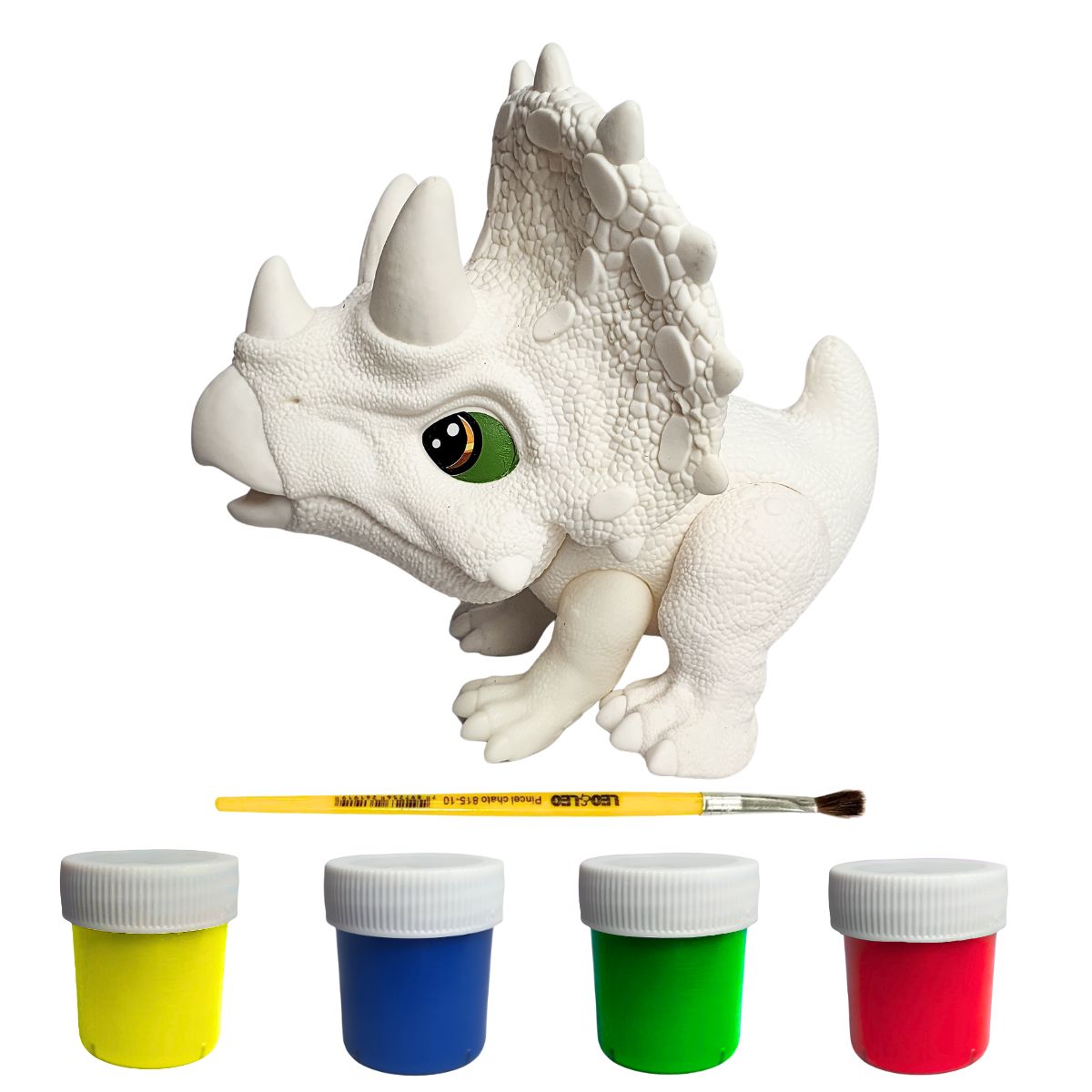 Little Dino Pintura Triceratops - Pincel e 4 Tintas para Pintura Little Dino Pintura Triceratops - Pincel e 4 Tintas para Pintura